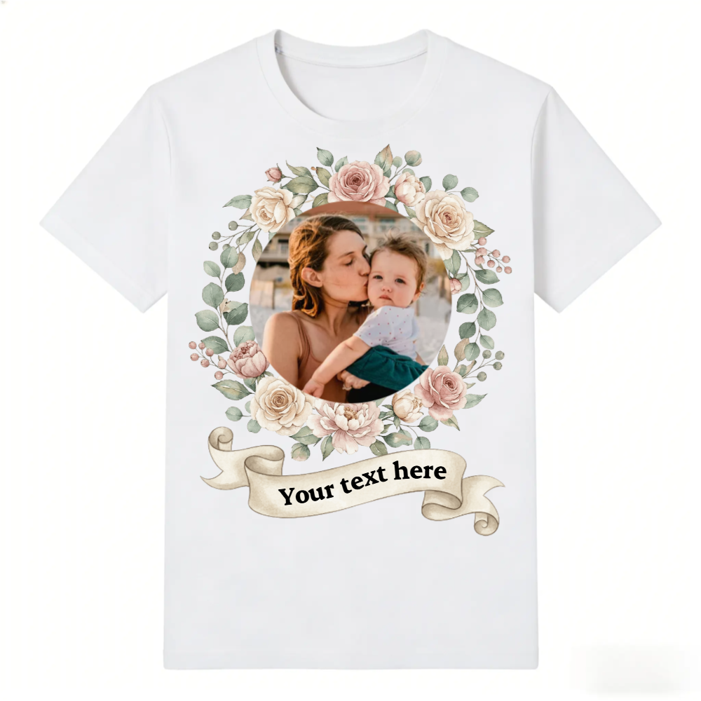 Mother's Day Floral Wreath Custom T-Shirt-180g