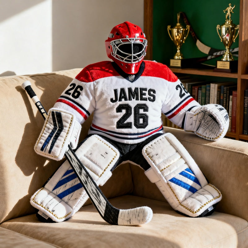 Personalized creative hockey player pattern pillow