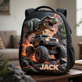 Personalized Kids Dinosaur Monster Truck Themed School Bag