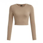 Custom Women’s Long Sleeve Crop Top – Personalized Soft Stretch Fitted Shirt