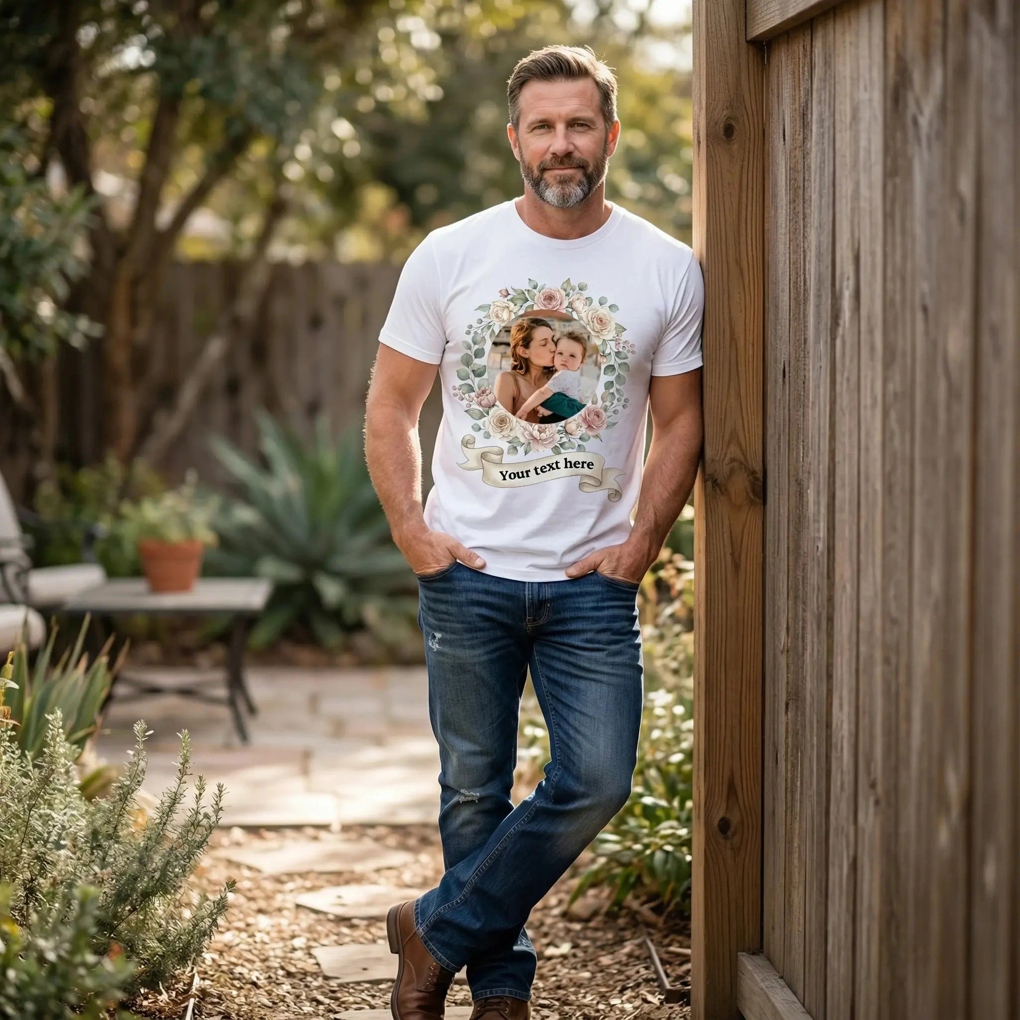 Mother's Day Floral Wreath Custom T-Shirt-180g