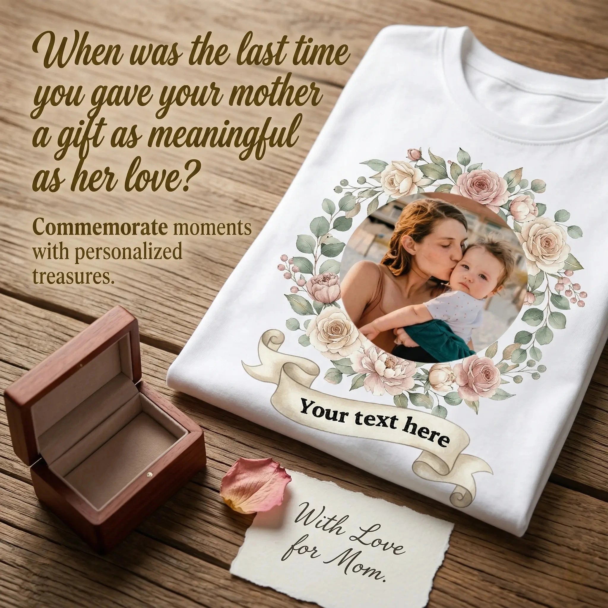 Mother's Day Floral Wreath Custom T-Shirt-180g