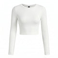 Custom Women’s Long Sleeve Crop Top – Personalized Soft Stretch Fitted Shirt