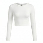 Custom Women’s Long Sleeve Crop Top – Personalized Soft Stretch Fitted Shirt