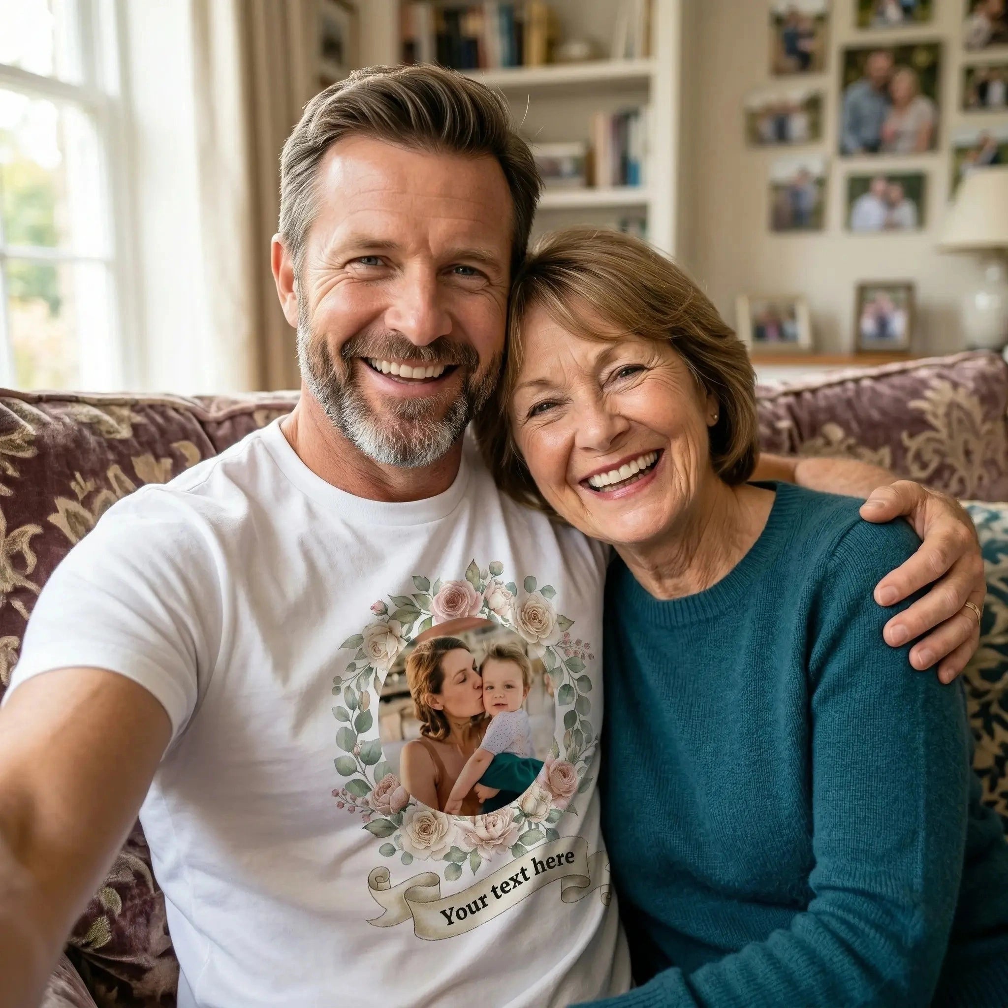 Mother's Day Floral Wreath Custom T-Shirt-180g