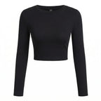 Custom Women’s Long Sleeve Crop Top – Personalized Soft Stretch Fitted Shirt