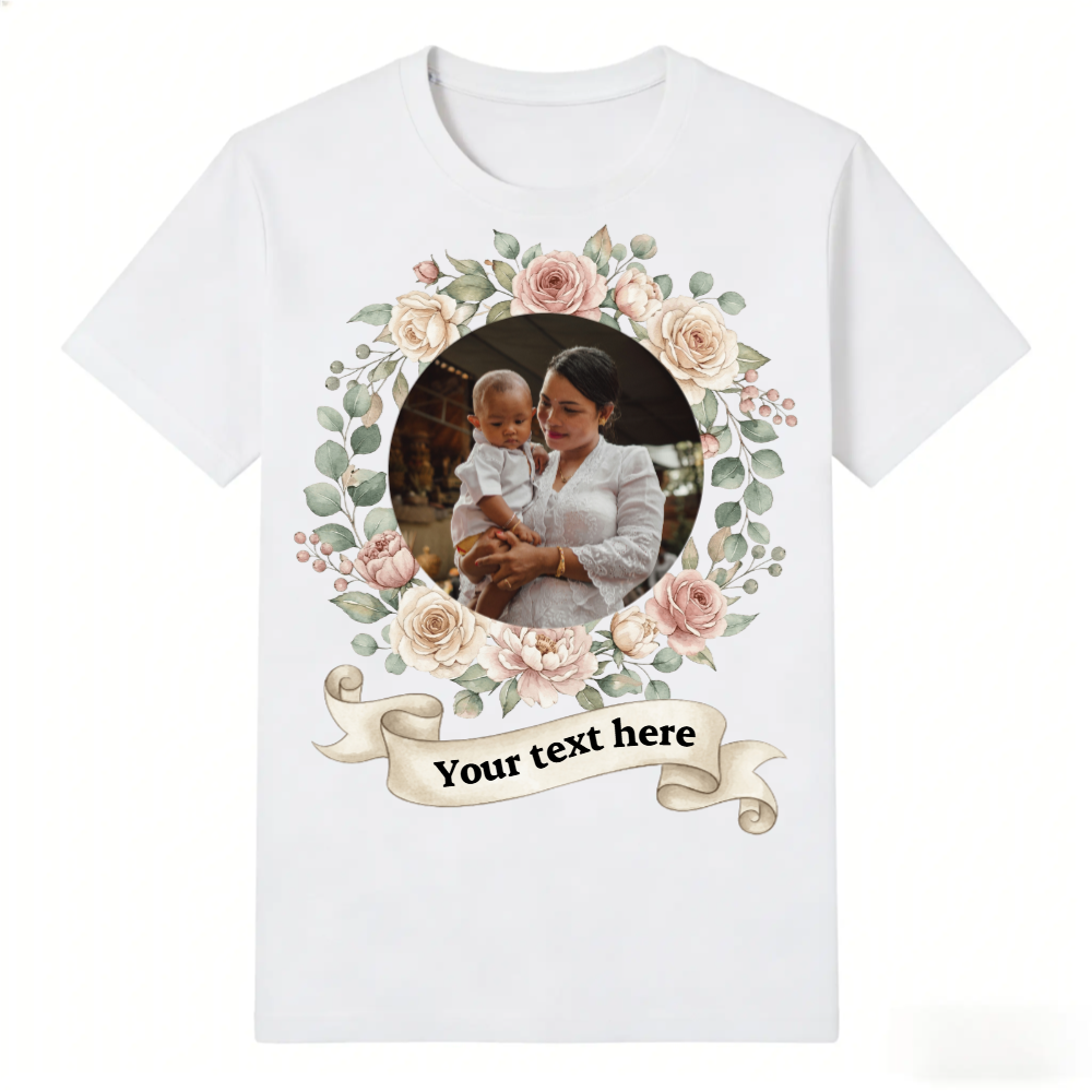 Mother's Day Floral Wreath Custom T-Shirt-180g